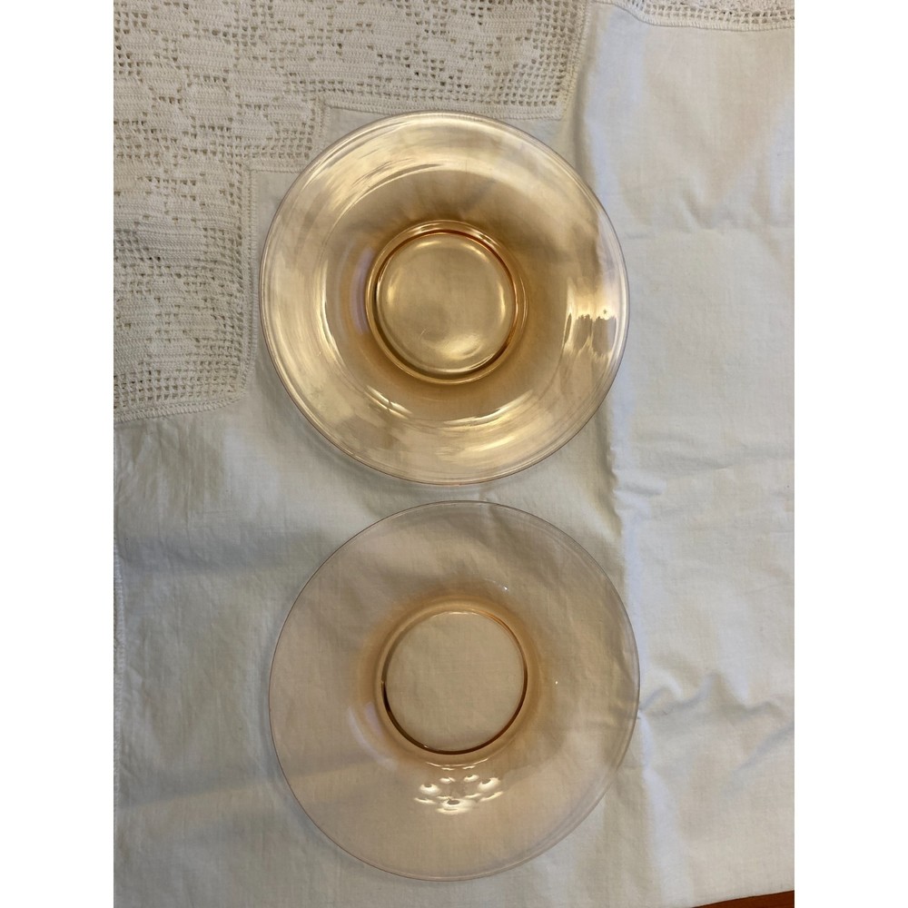 Vintage Pink Carnival Glass Plates 6.25" Set of 2